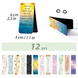 12pcs Bible Magnetic Bookmarks Scripture Bookmarks Christian Bible Verse Gift Religious Artistic Gift Inspirational Bible Bookmarks for Women
