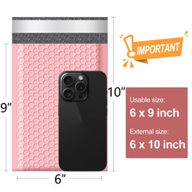 Famagic Bubble Mailers 6x10 Inch 100pcs Light Pink Shipping Bags, Chic Packaging Bags For Small Business, Colored Padded Mailing Envelopes, Opaque Matte Self Seal Bubble Poly Mailers Bulk #0