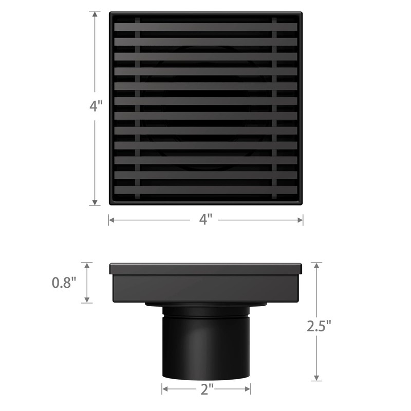 Sharpeye 4 Inch Square Shower Drain with Removable Wedge Wire