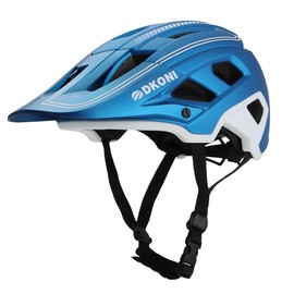 DKONI MTB Mountain Bike Helmet for Youth and Adults, Unisex, Lightweight, Adjustable Fit 54-61cm, Removable Visor and Liners, 17 Large Air Vents (Blue White)