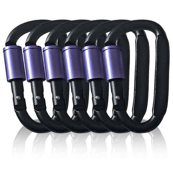 6PCS Carabiner Clip, Aluminum D Ring Shape Carabeaner with Sleeve,