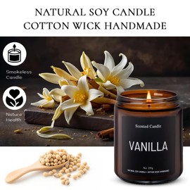 LumiSpace Luxury Vanilla Scented Candles Gift Set-100% Natural Soy Wax, 50H Clean Burn, Hand-Poured, Relaxing Aromatherapy for Home, Bedroom,Yoga&Spa, 9oz-255g