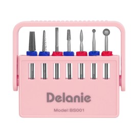 Delanie Professional 7 Piece Nail Drill Bit Set with Holder, Carbide and Diamond Bits Model BS001