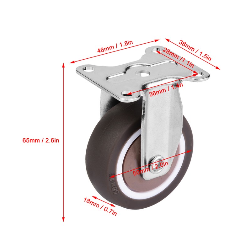 4Pcs 2in TPE Rubber Removable Mute Chair Fixed Rubber Casters