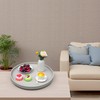 Galopgen 20-inch Round Ottoman Serving Tray - Textured PU Leather