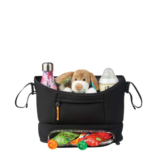 BABABING | Cady Pushchair Organiser | Baby Changing Bag Stroller Organiser with Thermal Pockets | Universal Pram Organiser | Black