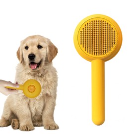Cat Brush，cat Brushes for Long or Short Haired Cats，self-Cleaning Massage Combs，suitable for Cat Grooming, Cat Combs Easily Remove Mats, Tangles, And Loose Hair (Yellow)