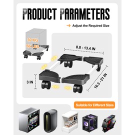 YOSE Computer Tower Stand, Adjustable Mobile CPU Stand with Rolling Caster Wheels, Premium PC Tower Stand Holder for Floor Carpet Gaming PC Case