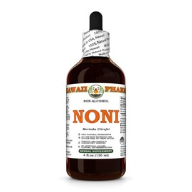 Noni (Morinda Citrofolia) Dry Fruit Glycerite, Made in Hawaii, Organic Raw Materials, All Natural, Vegan, Lab Tested Alcohol-Free Liquid Extract - 4 fl.oz