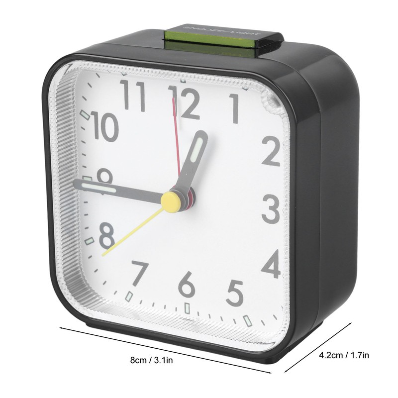 Small Clock Black Alarm Silent Minimalistic Design Snooze with Backlight