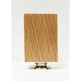 Lite Accents Lamp Finial-SOLID BEECH WOOD RECTANGLE BLOCK-W/Dual Thread Base-Chrome