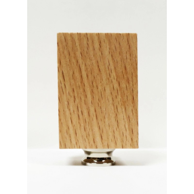 Lite Accents Lamp Finial-SOLID BEECH WOOD RECTANGLE BLOCK-W/Dual Thread Base-Chrome