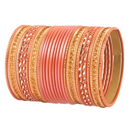 Touchstone 2 Dozen Bangle Collection Alloy Metal Grained Special Bangle Bracelets of Hot Red Designer Jewellery for Women Set 2, Metal, No gemstone