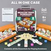 Queensell Mexican Train Dominoes Set with 8 Holders - Wooden