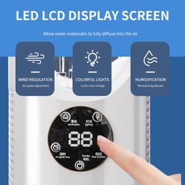 swanyoyo Bladeless Fan with Humidifier and RGB Lights, USB Powered Desk Fan, 6-Speed Quiet Personal Cooling Fan for Office Home Bedroom, No Blades Design Safer than Traditional Fans (White)