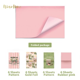NICROHOME 24 Sheets Christmas Wrapping Paper, Sage Green Pink Tissue Paper with Christmas Tree House Snowman Socks Pattern, Gift Wrap for Small Gifts for Christmas Parties (15 x 20 Inches)