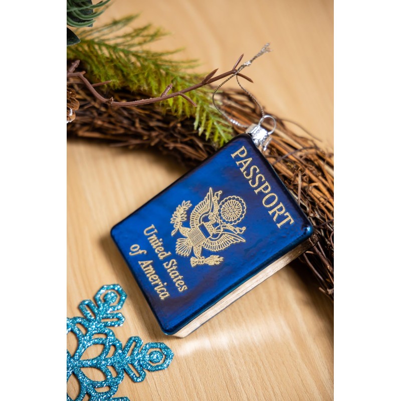 2pcs Hanging Blown Glass Passport Christmas Ornament for Christmas Tree