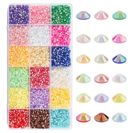 GOMAKERER About 10800 Pcs 18 Colors Half Round Flatback Rhinestones, 5mm Resin Flatback Faceted Crystal Rhinestone Cabochons Ab Crystals Gemstones for Jewelry Making Hair Clips Crafting