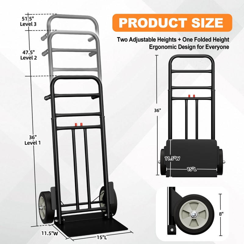 Folding Hand Truck - Heavy Duty 800 LB Dolly Cart,