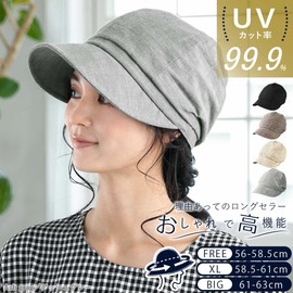 QUEENHEAD Women's Hat, UV Protection, Large Size, Fluffing Casket, Small Face Effect, UV Protection, Wide Brim Hat, 4 ash gray