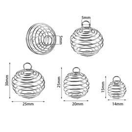 Spiral Bead Cages Pendants, 30pcs Silver Plated Spiral Crystal Stone Holder Cages Pendant for Jewelry Making and Crafting