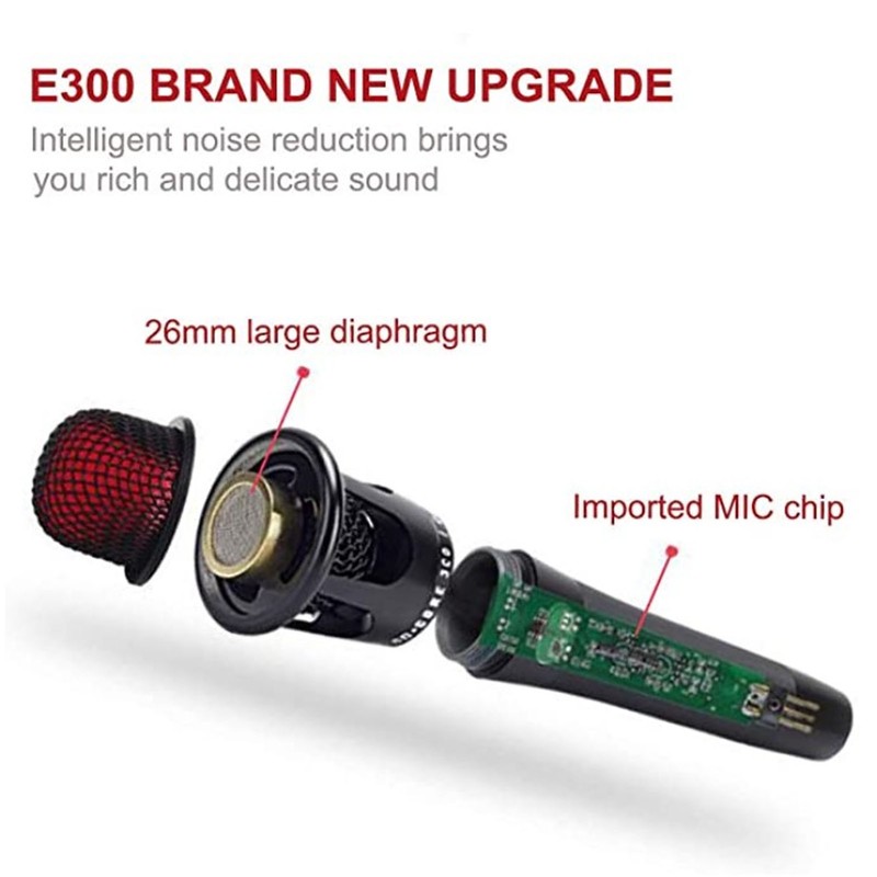 E300 Handheld Microphone with XLR 3.5mm Audio Cable for Music