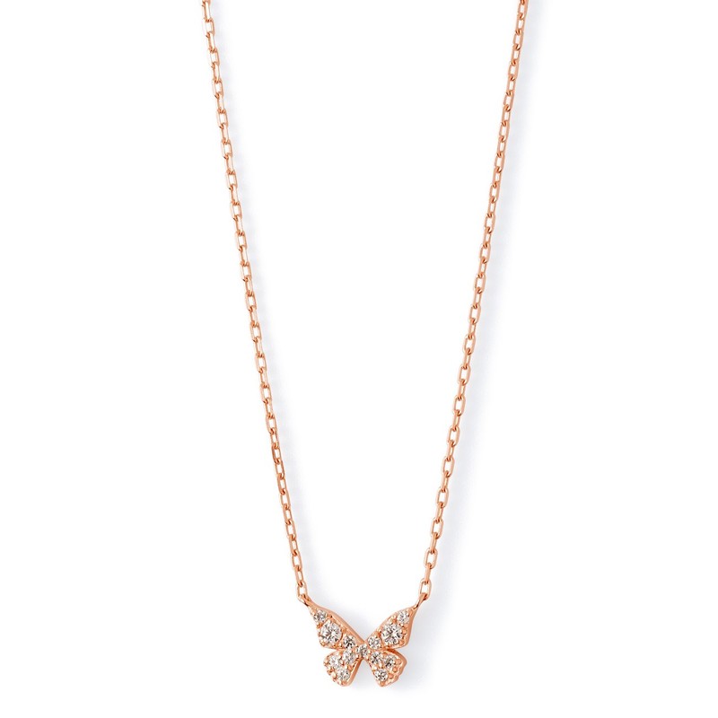 The Kiss SPD257CB White Cubic Butterfly Necklace