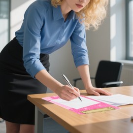 Plastic Acrylic Glitter Clipboard, Stardard Letter A6 Size Clipboards Cute Confetti Clip Board for Classroom, Teacher, Women with Gold Clip, for Office, School (Pink, A6/6‘’x4'')