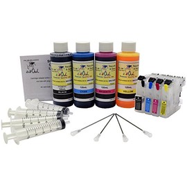 InkOwl Refillable Cartridge Replacement for Brother LC201, LC203, LC205, LC207, LC209 + auto-Reset Chips + 4x120ml Ink