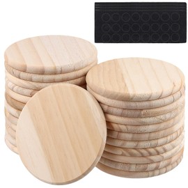 HEIHAK 24 PCS Round Wood Coasters, 4 Inch Unfinished Wood Slices, Blank Wooden Coasters for Cup Mat, Drawing, Engraving, DIY Craft
