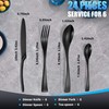 Lemeya 24-Piece Black Silverware Set for 6,Heavy Duty 18/10 Stainless
