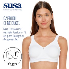 SUSA 8107-3 Women's Capri White Non-Padded Non-Wired Support Coverage Moulded Full Cup Bra 40F