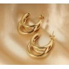 Unbranded 18ct Gold-Plated Triple Layer C-Shape Half Hoop Stud Earrings