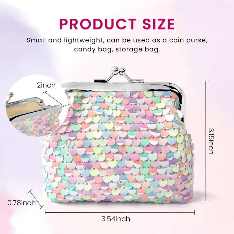 Monederos Pequeños De Lentejuelas Para Mujer, Paquete De 2