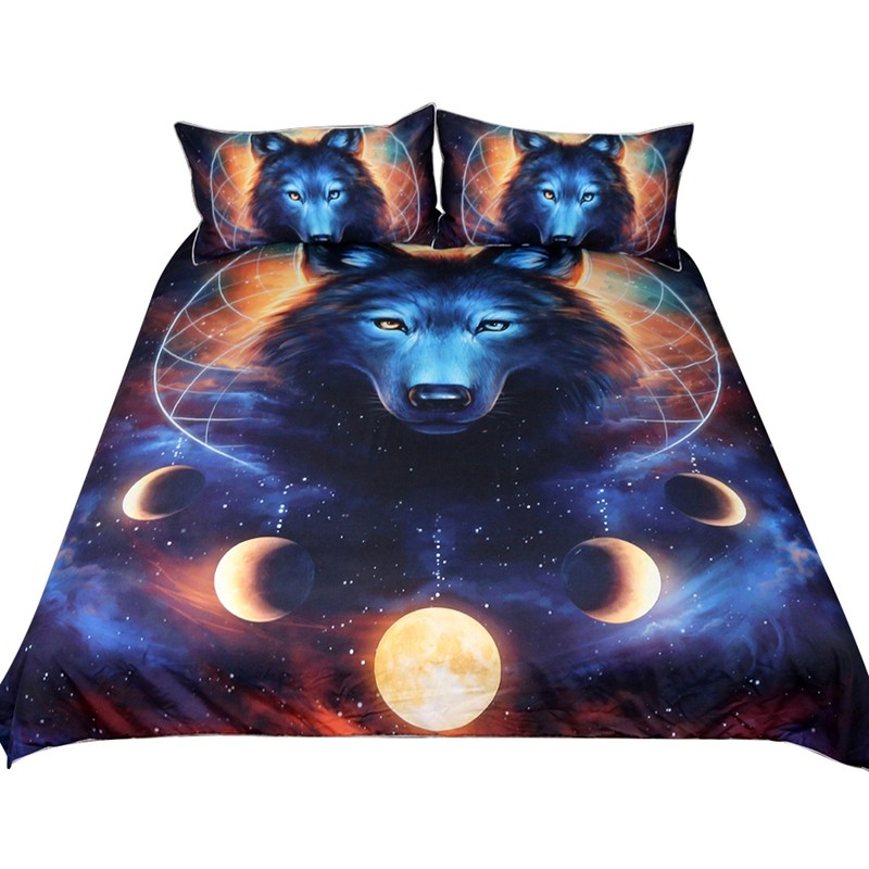 3pcs/set 3D Print Dream Catcher Moon Pattern Duvet Cover Pillow