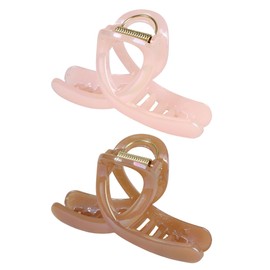 Big Jelly Butterfly Hair Claw Clips for Women and Girls with Long Thick Hair - Medium 4" Side Clip Hair Accessories Gifts 2 Pcs (Pink&Brown)