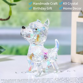 NaneTidy Crystal Dog Figurines Collection, Glass Ornament Animal Statue,Year of The Dog Ornament Zodiac Fengshui Tabletop Showpiece Paperweight Home Decorations