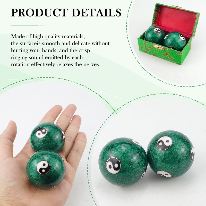 Qerutk 1 Pair Soild Marble Baoding Balls, Chinese Tai Chi