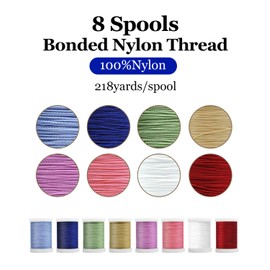 Bulingbuling 8 Spools Extra Strong Upholstery Thread 218 Yards Sewing Thread Kit, Bonded Nylon Thread for Sewing Machine, Heavy Duty Thread for Kite, Home, Craft, DIY and Denim Leather