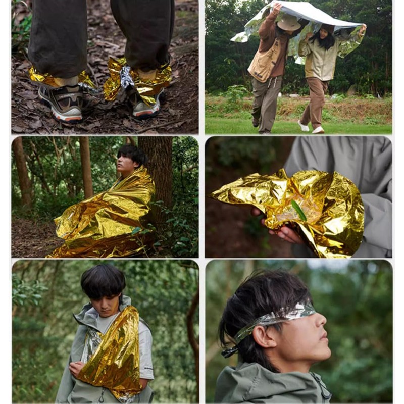Natiform Emergency Blanket 160*210cm Gold Silver 4-piece Set Aluminum Survival