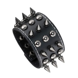 Eigso Punk Leather Cuff Bracelets for Men Women Spikes Rivet Studded Wristbands Adjustable