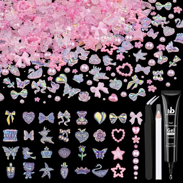 150 Pcs Kawaii 3D Nail Charms with Nail Charm Glue