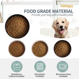 Addogyy Black Dog Bowl Ceramic for Medium Large Breed,Dog Food Water Dish Heavy Weighted, Non Slip Porcelain Extra Large Big 9.4 in Pet Bowl