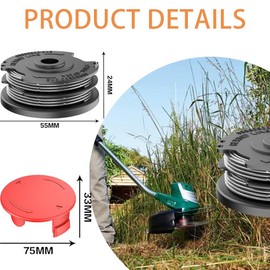 For Bosch Strimmer Wire Replacement Spool and Line Compatible with ART 23 SL 26 SL, Easy Grass Cut 18 23 26, 18-230,18-260 Strimmer Spool Replacement, Grass Trimmer (RQX-bs-3xz-sc+1gz-red-1)
