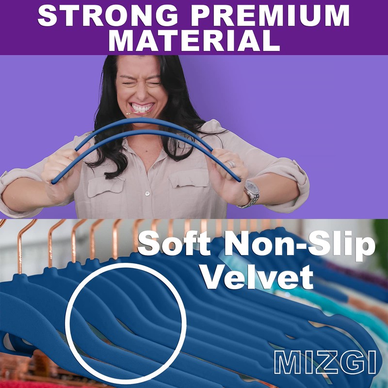 MIZGI Premium Velvet Hangers (50 Pack) Heavy Duty - Non