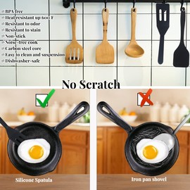 Mini Brownie Serving Spatula, Cookie Silicone Spatulas Flexible Nonstick Silicone Serve Turner Heat-Resistant for Flip Egg in Small Frying Pan Cookie Batter Cookware Cooking Baking (black)