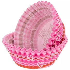 Happy Valentine's Day Pink Decorative Baking Cups - Patterned Paper Liners for Cupcakes, Muffins (Standard Sized) - 50 Count