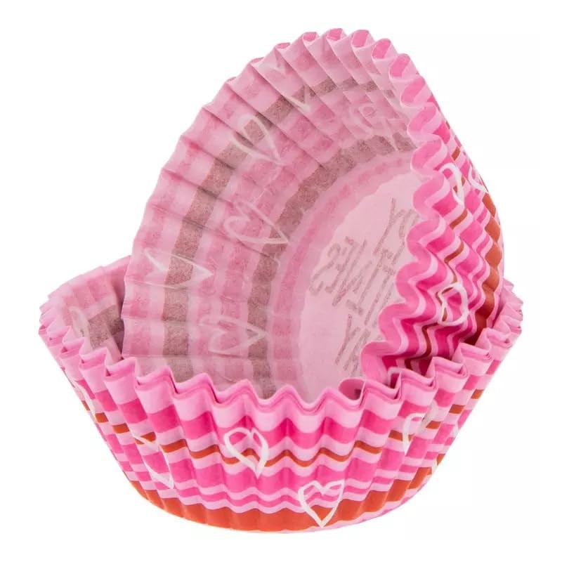 Happy Valentine's Day Pink Decorative Baking Cups - Patterned Paper