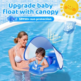 Parner Baby Swimming Ring with Adjustable Shoulder Straps, Baby Float Inflatable Swimming Hoop Baby for Baby from 3-36 Months (Blue S)