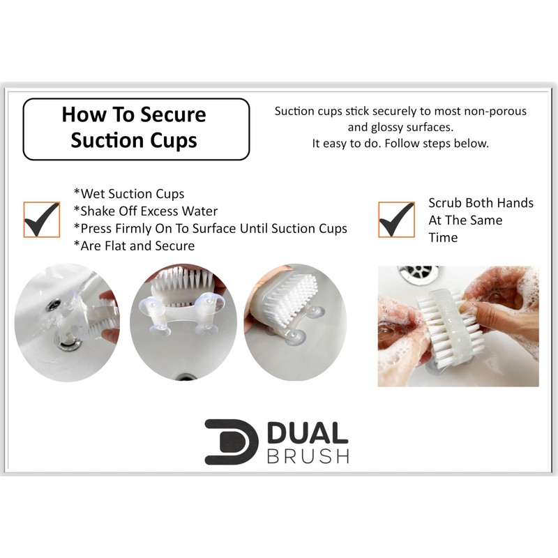 3 x Dual Brush Nail Brush - Hands Free Fingernails